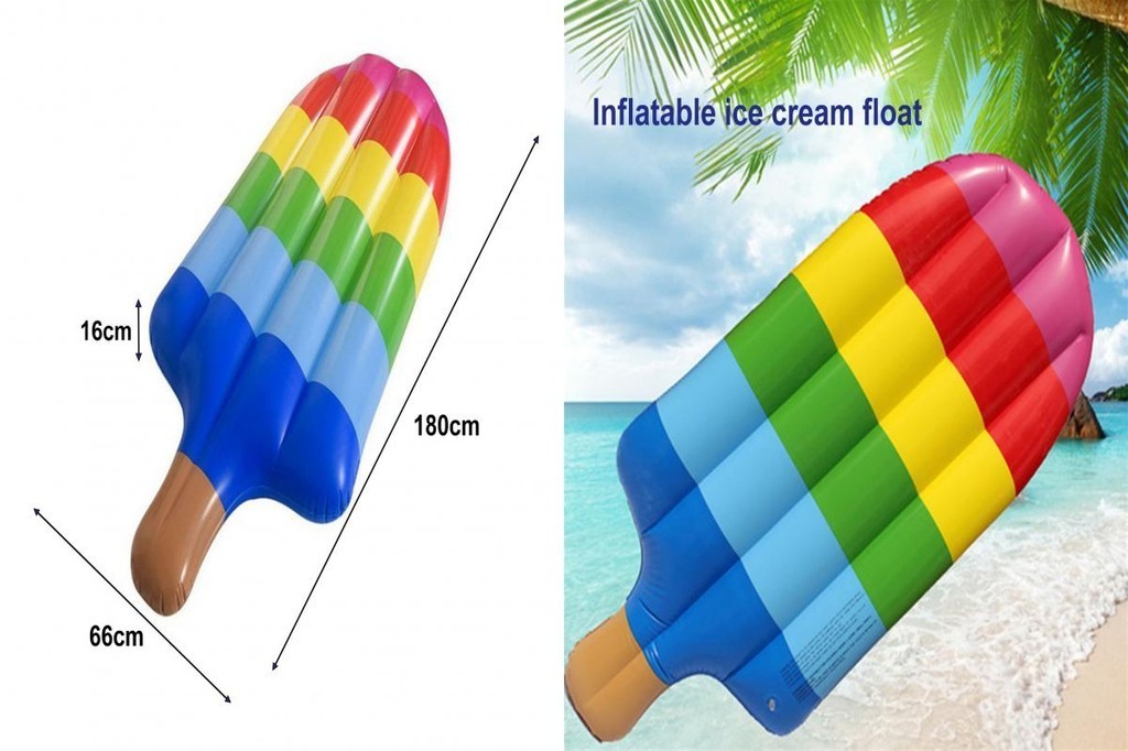Inflatable Float Row Foldable Pool Float Rainbow Ice Cream Pool Float ...
