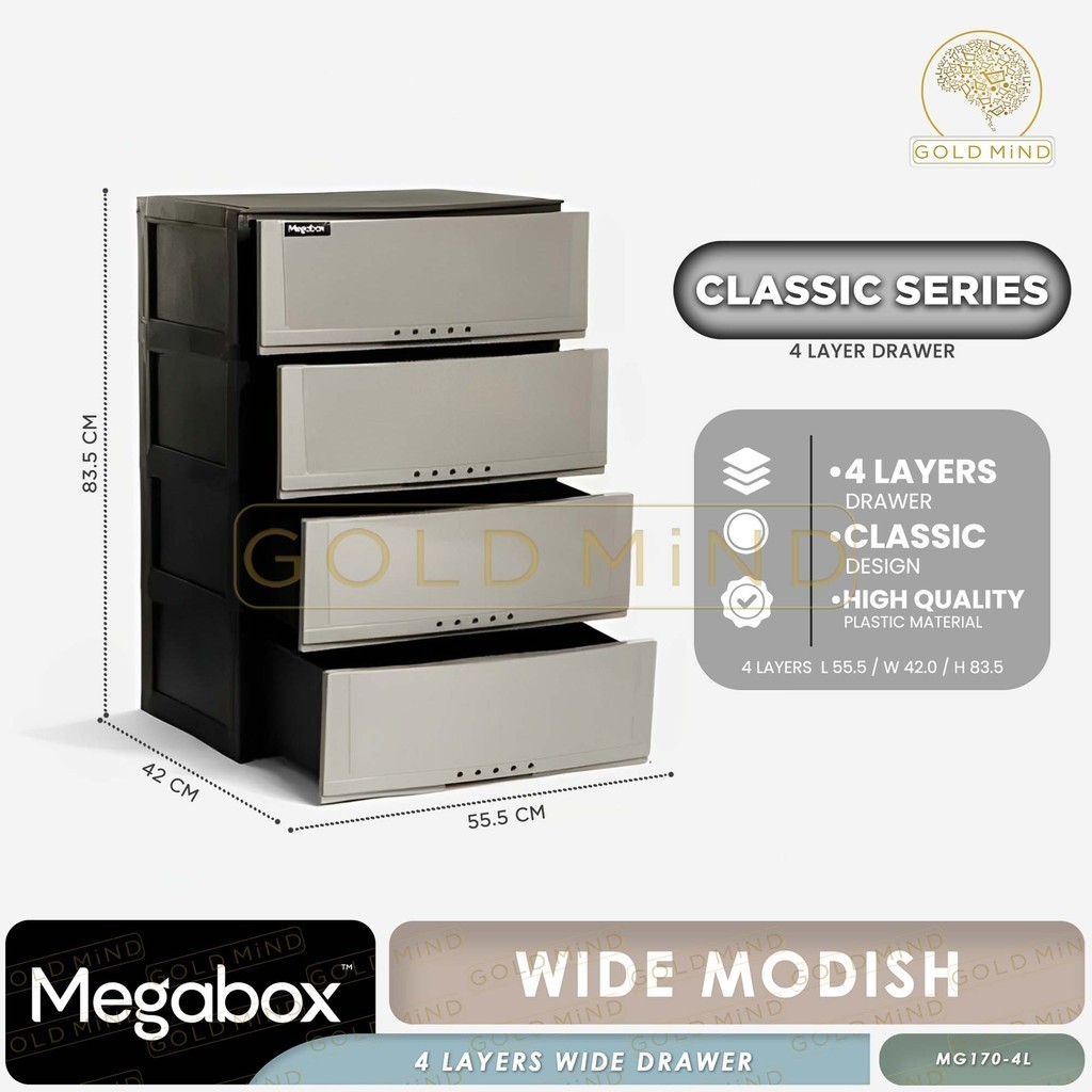 Megabox Plastic Wide Drawer Rattan Finish ( 4 & 5 Layers Boho / Classic ...