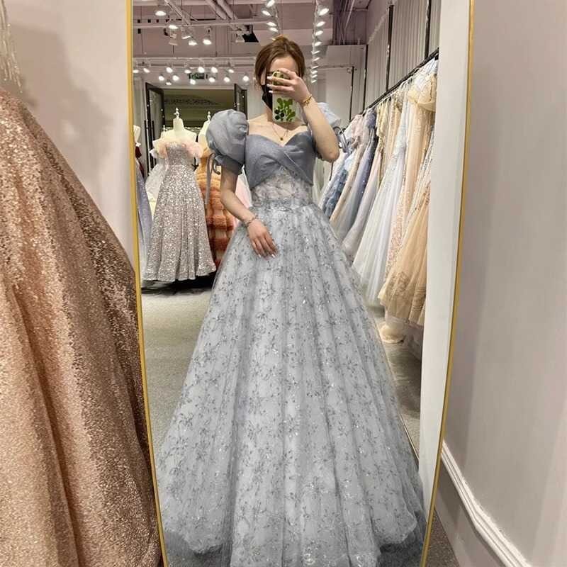 Elegant e Grey Women Evening Dresses Appliques Prom Party Birthday Gowns  Formal Vestido De Noche A 6 | Shopee Philippines