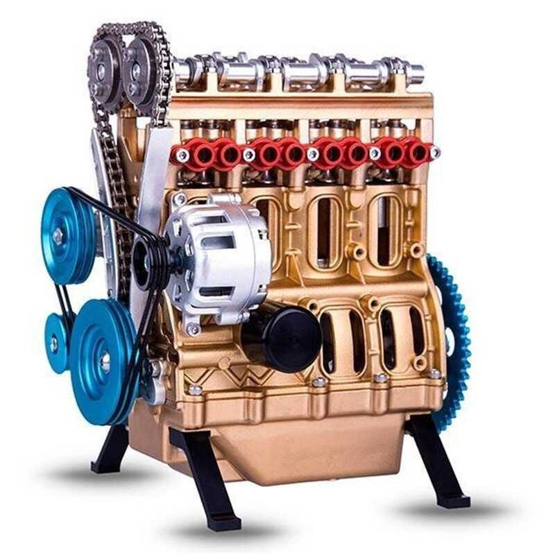 Olove Assembly All-Metal Car Mini Assemble Inline Four-Cylinder Engine ...