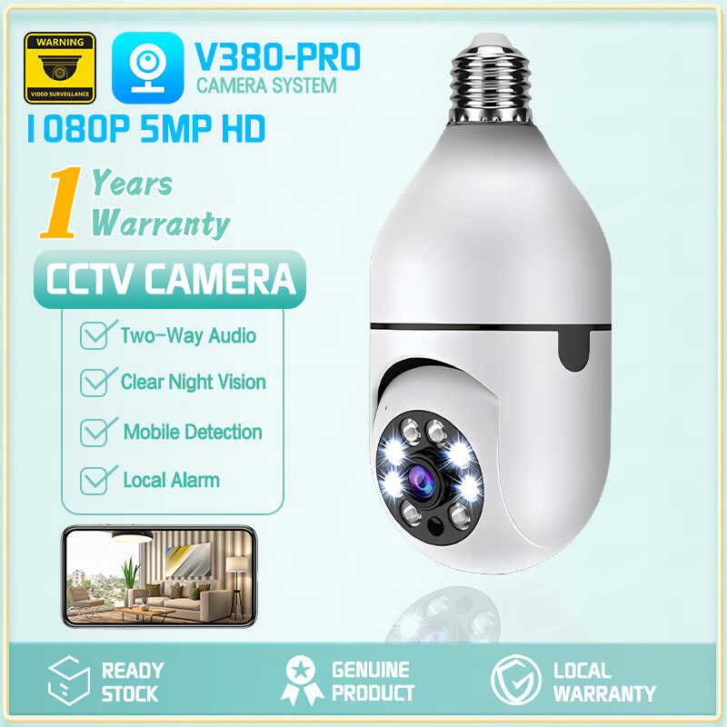 HD V380 Pro Bulb Camera Night Vision Auto Tracking Camera PTZ Rotation WIFI Connection Camera