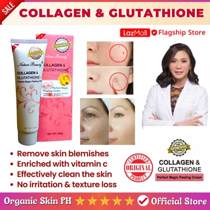Collagen may Glutathione peeling cream ginagamit upang malinis