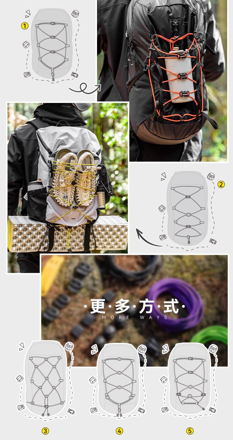 HIKEMAN Outdoor Hiking Bag Remodeling Rope Backpack Extension DlY ...