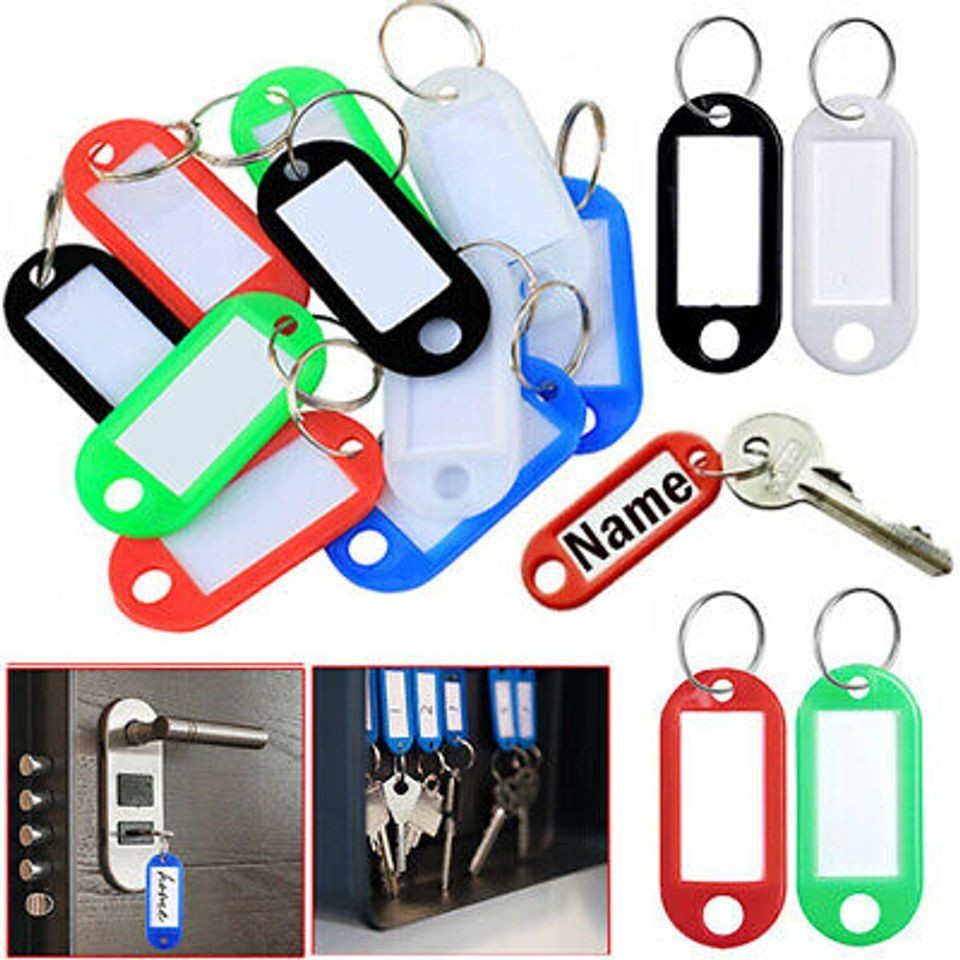 20 Pcs Multi Colour Keychain ID Label Tags Split Ring Key Organizer ...