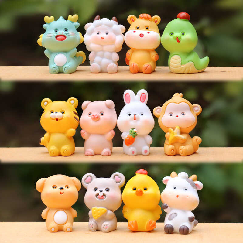 Mini Chinese Zodiac Full Set Doll Cartoon Mouse Cow Tiger Rabbit Dragon ...