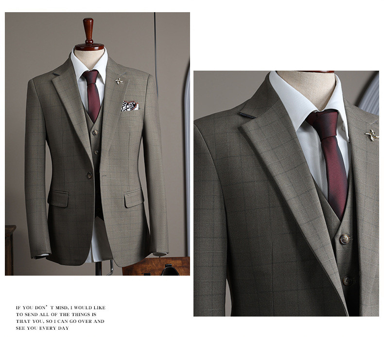 P Plaid Suit Men Suit Groom Wedding Dress Groomsmen Group High-End Suit ...