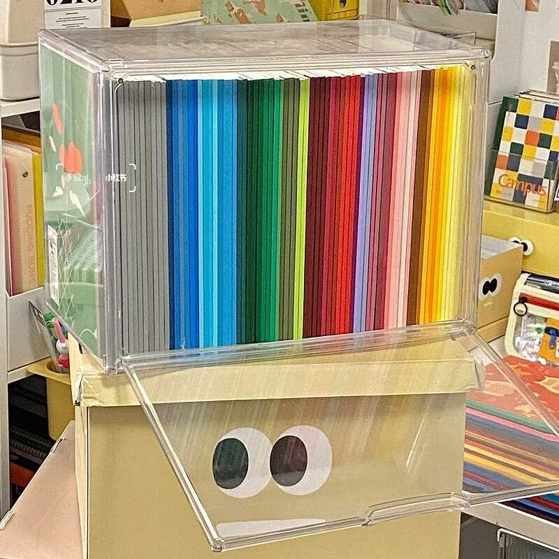 x Transparent Acrylic Book Box Student Desop Textbook Storage Classroom ...