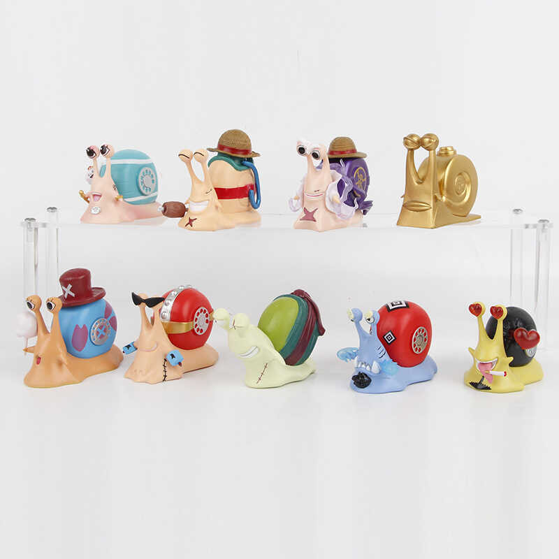 9 Pcs/Set One Piece Den Den Mushi Periphery Figures 8cm Cute ...