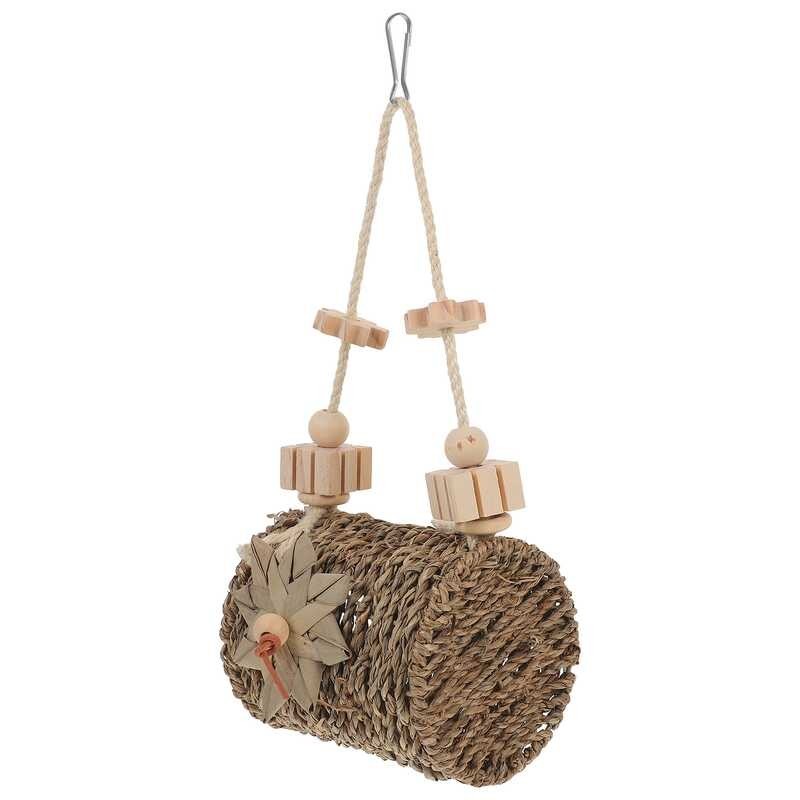 56 Bird Nest Toy Parakeet Rattan Foraging Cage Wooden Parrot Hanging ...