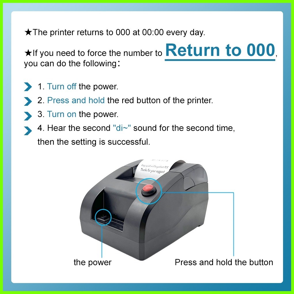 ۞ ⏒ Queue Number Thermal Printer Plug-and-play 58mm Edit own logo No ...