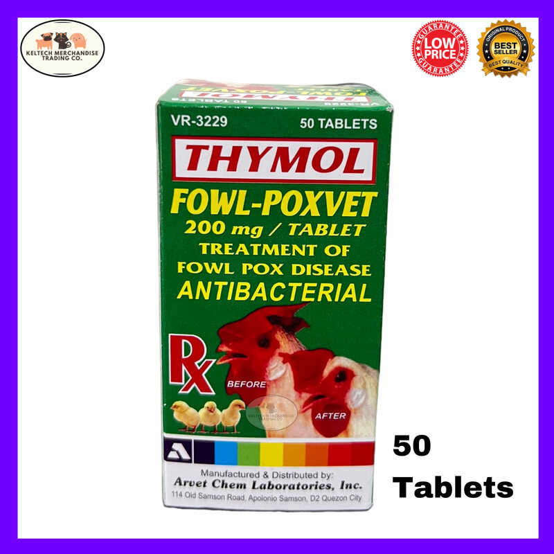 Thymol Fowl-PoxVet 200mg Tablet Treatment of Fowl Pox Disease ...