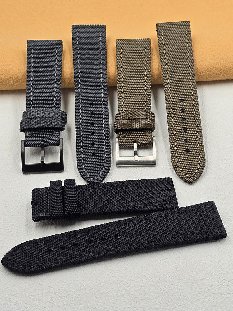 Bracelet Noir Pour Breitling – Largeur 22 Mm, Nylon & Cuir – Compatible Aviator, Avenger, Colt