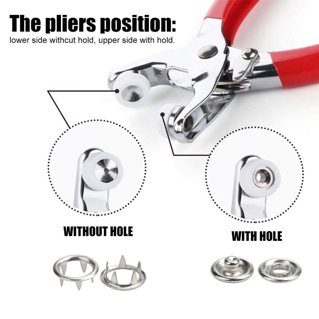 100 Set Button Pliers Tool Kit Snap Button With Pliers Tools Set Eyelet ...