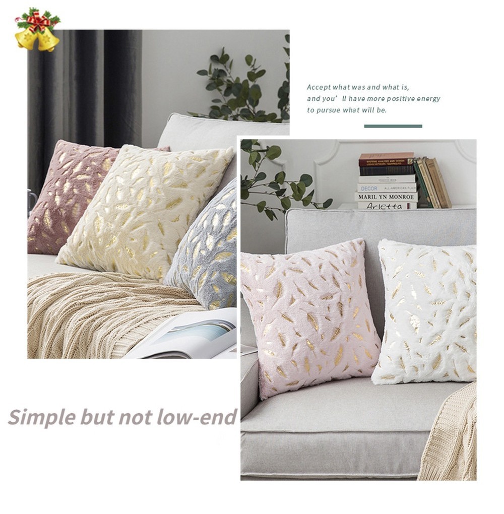 Cushion Cover 45x45cm Gilded Plush Throw Pillow Case Fur Cushion