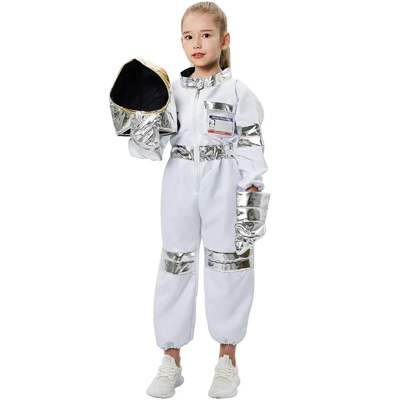 Kids Boys Girls White Space Astronaut Cosplay Costume Suitable For Book ...