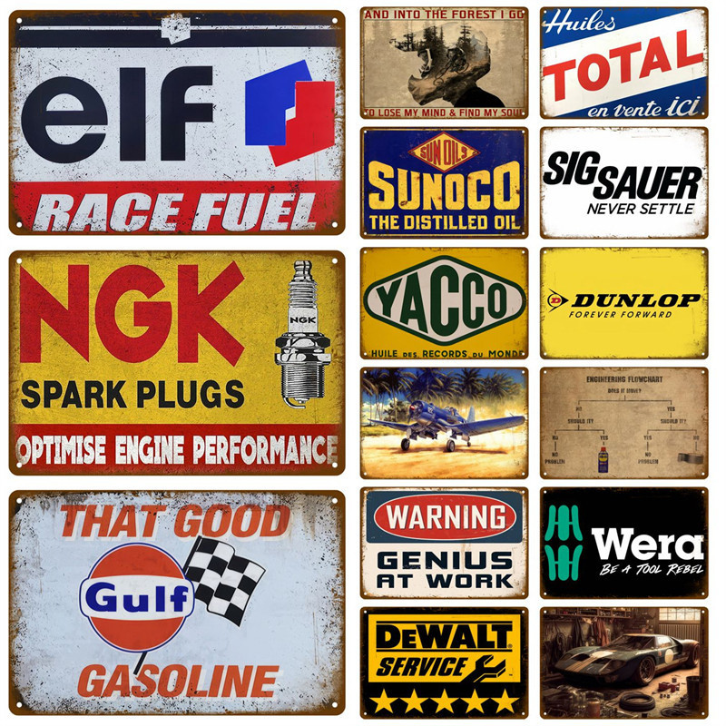 Wallation Retro Motor Oil Gas Racing Metal Sign Vintage Poster For Iron ...