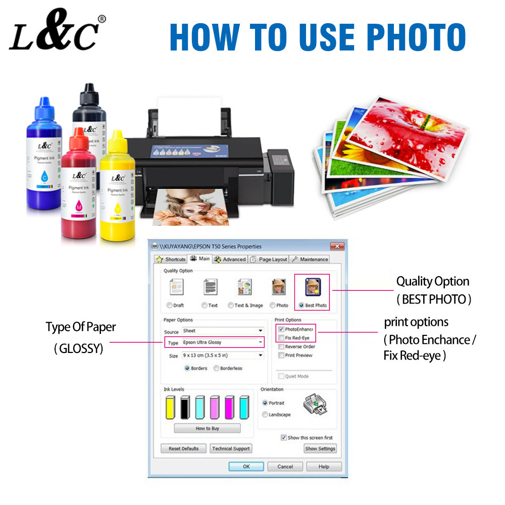L&C Photo Paper 260gsm RC Photo Paper Glossy A4 5R 4R 3R Size Resin ...
