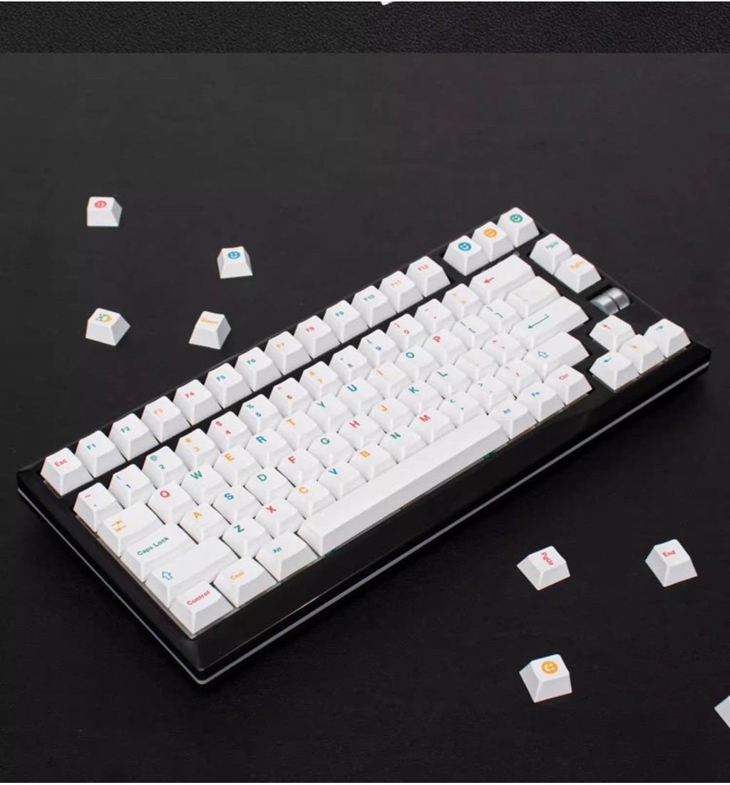 136 keys Rainbow Smiley Face PBT Colorful Keycaps Cherry Profile keycap ...