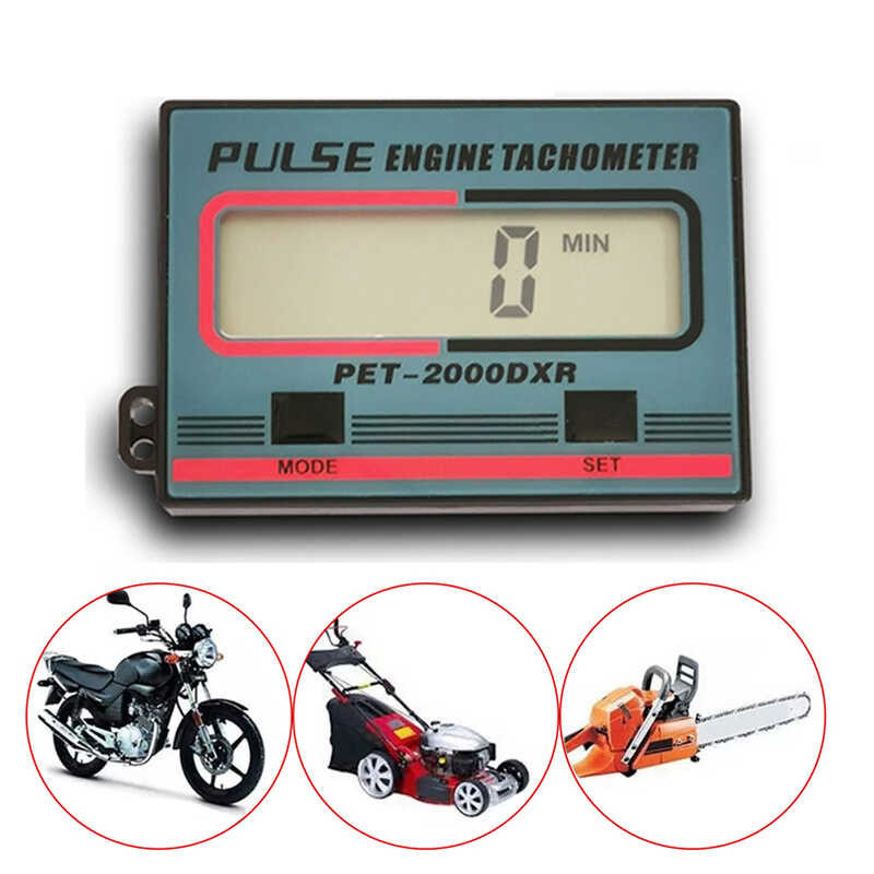 Digital Engine Tach Hour Meter Tachometer Gauge 2&4 Stroke Engine Spark Plugs Inductive Display