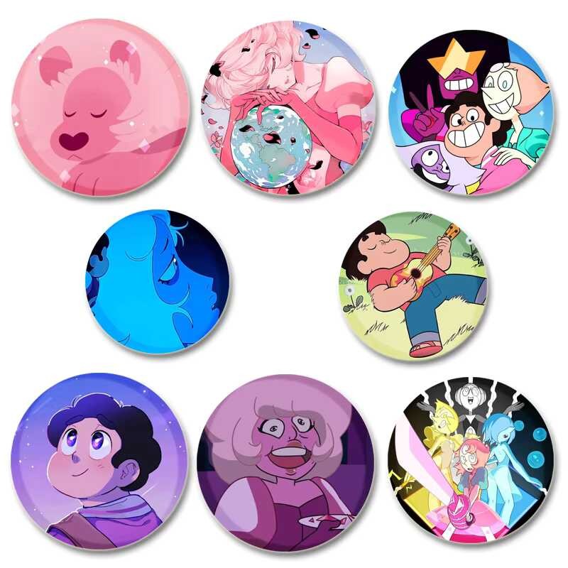 32/44/58mm Round HD Print Cartoon Brooches Steven Universe Anime Badge ...