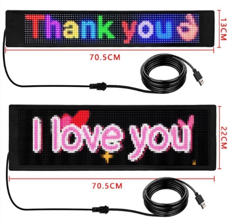 Bluetooth LED Car Sign Board RGB Scrolling Messages Flexible LED ...