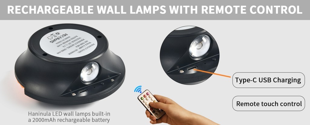 Remote Control & Motion Sensor Wall Light Rechargeable Up & Down Night ...