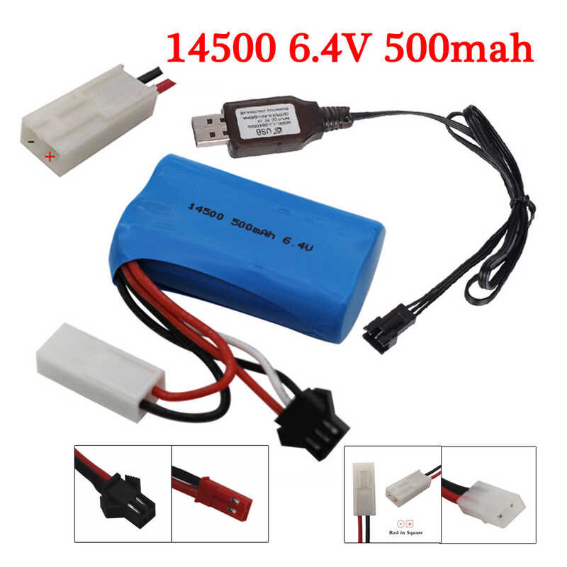 RC XQWR14-1 truck spare part 6.4V 500mAh Li-ion battery 14500-2s/USB ...
