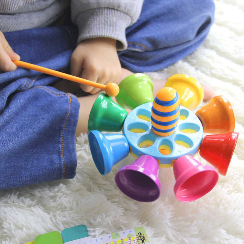 Cow Bell Music Percussion Instrument Gamit Ang Hand Stick Color Educate ...