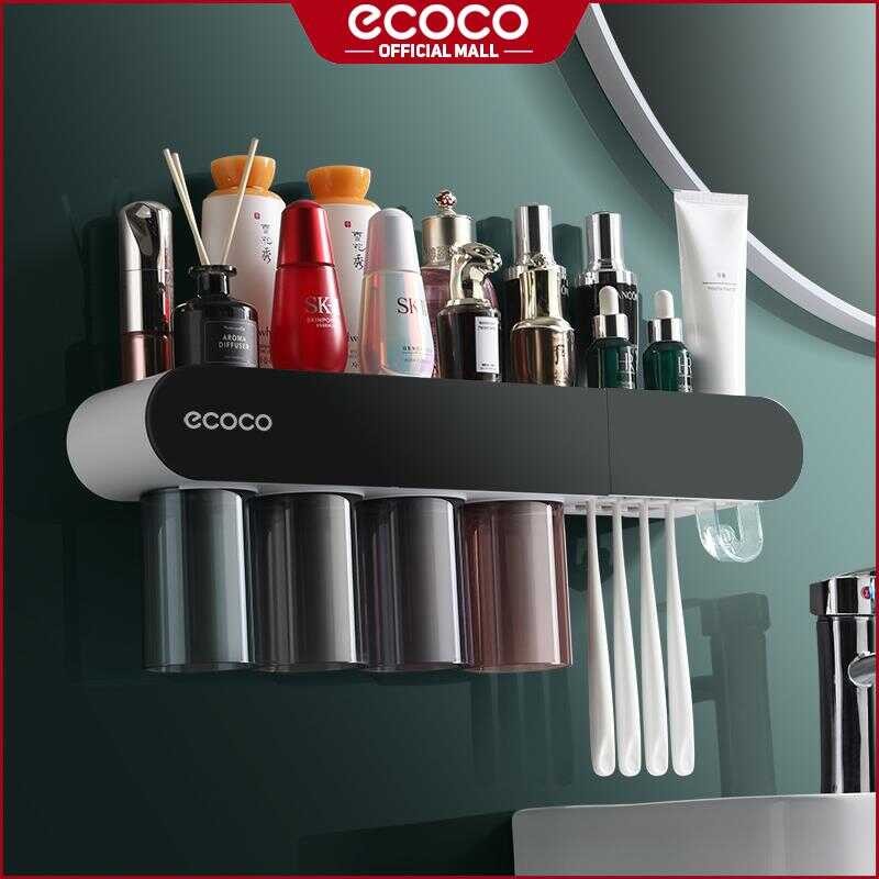 Ecoco Toothbrush Holder With Magnetic Cups Wall-Mounted Toothpaste ...