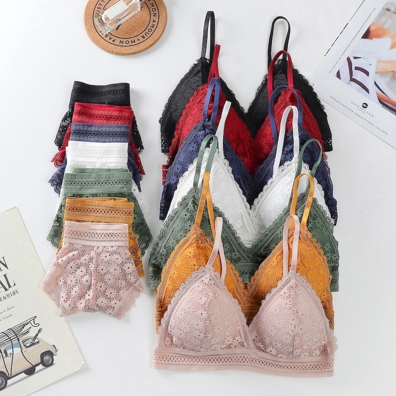 ZXYOUPING Sexy Lace Bra and Panty Set Push Up Bra Lace Panty Set ...