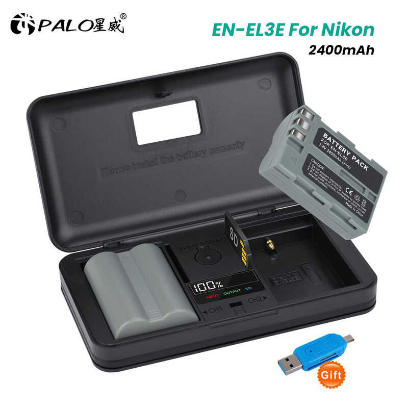 PALO 2400mAh ENEL3e EN EL3a ENEL3e Digital Camera Battery para kay