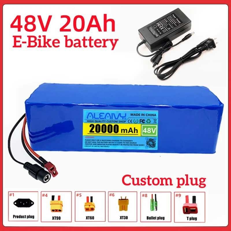 Batterie Lithium 48V 20Ah Pour Vélo électrique / Scooter - Configuration 13S3P - Avec BMS Et Chargeur - Connecteur XT60+DC - 6