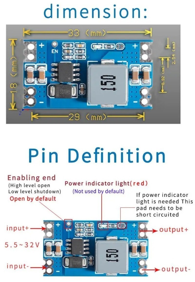 Mini560 / Pro 5A High Efficiency Output 3.3V 5V 9V 12V Step Down DC-DC ...