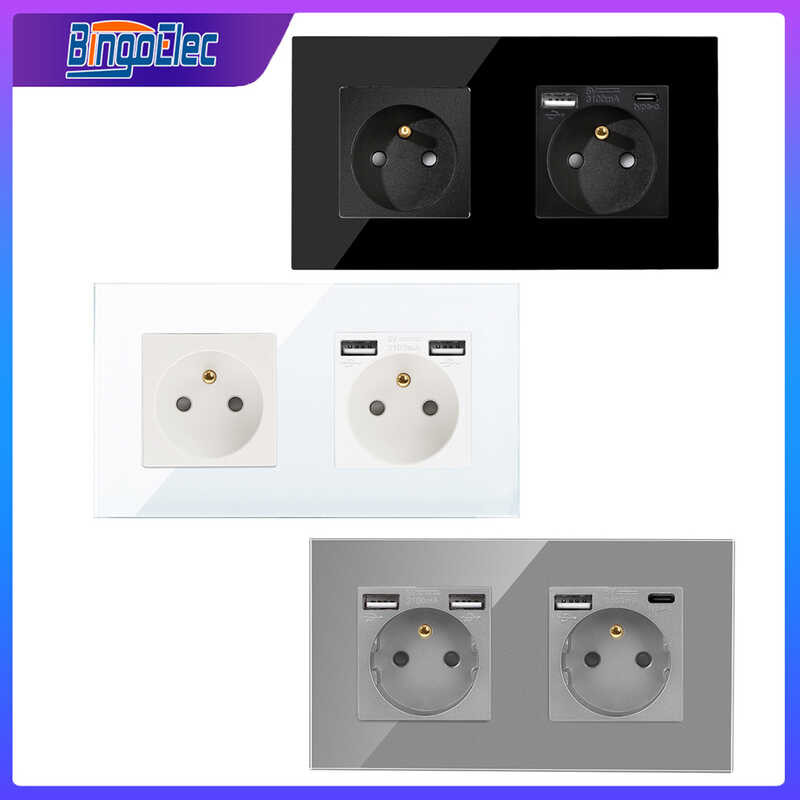 Bingoelec French Standard USB Type-C Interface Socket 16A Double Outlet ...