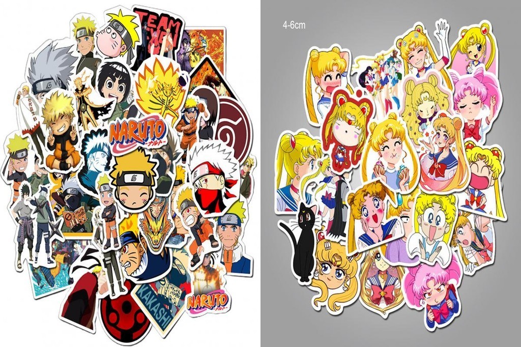 PANDU 50Pcs Graffiti Stickers Anime Naruto Sailor Moon Printing Easy to ...