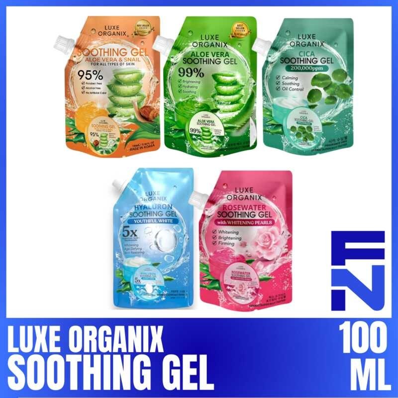 LUXE ORGANIX Soothing gel 100ml Sachet ( Rose Water, Cica, Snail, Aloe ...