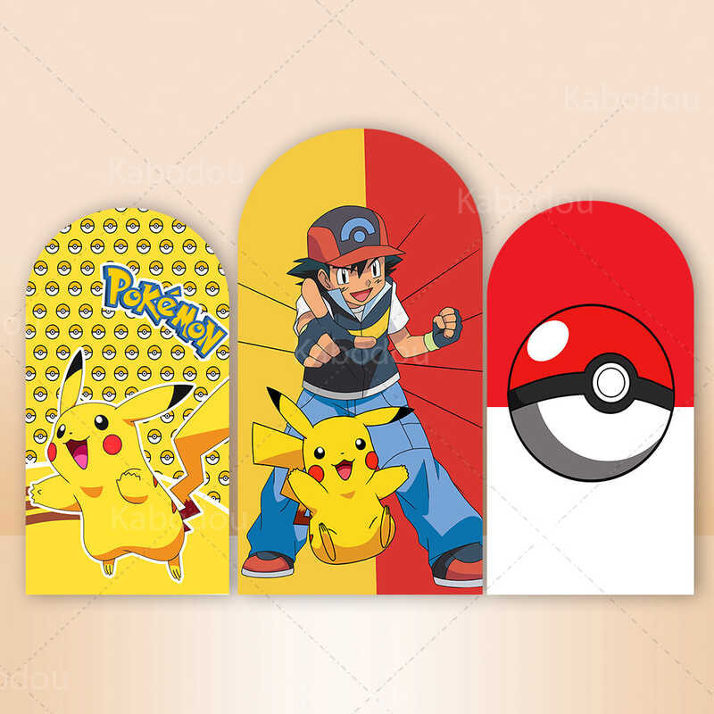 Pikachu Party Arch Backdrop Boy Birthday Decor Wall Pet Elf Yellow Baby ...