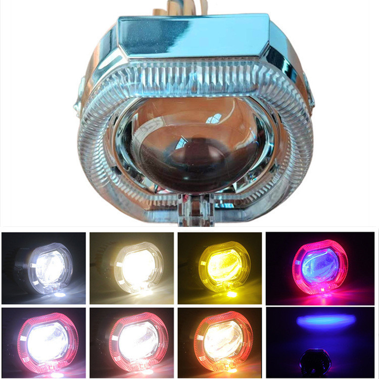 Motorcycle LED Headlight 3 Inch Projector Lens Angel Eye Devil Eye ...