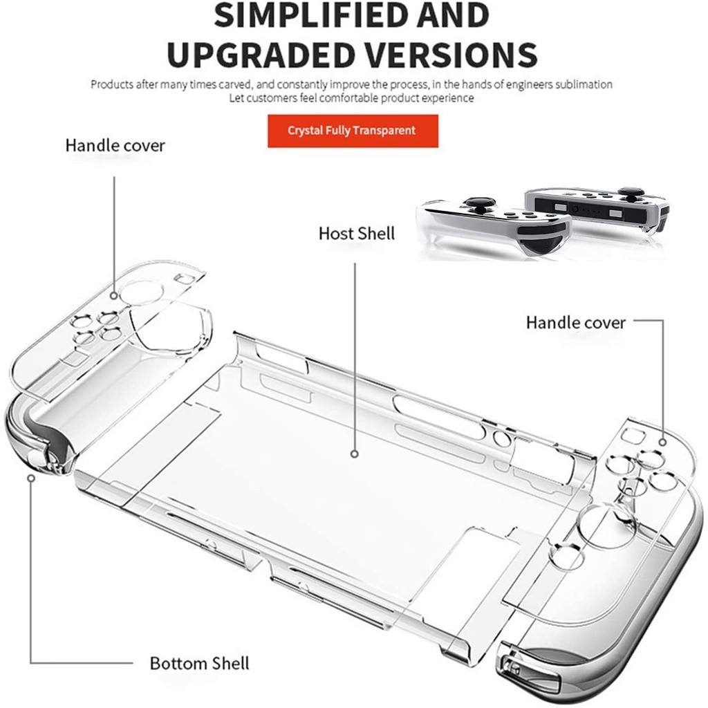 Transparent Protective Case for Nintendo Switch OLED Flip Shell for NS ...
