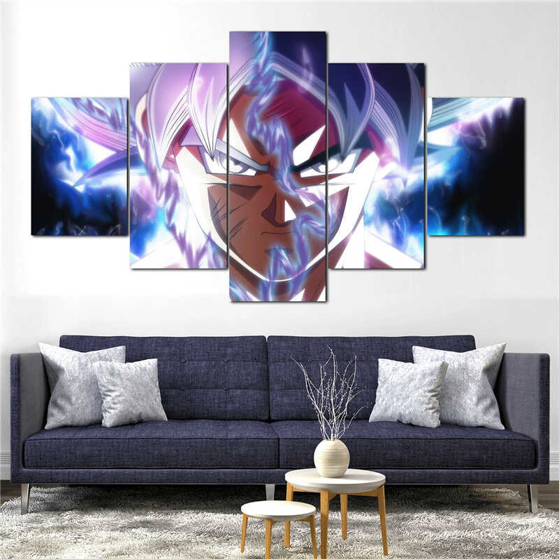 ♥ 5 Panel Naruto Dragon Ball Goku Saiyan Wall Anime Poster Comic Canvas ...