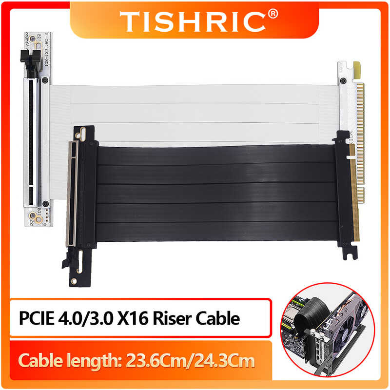 TISHRIC Industrial Pcie4.0 Pcie3.0 X16 Riser Cable Extension Graphics ...