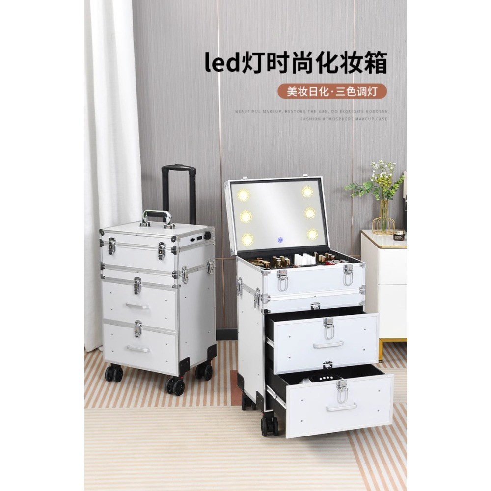 Free Shipping-63cmH Makeup Box with Light Makeup Artist Trolley Case ...