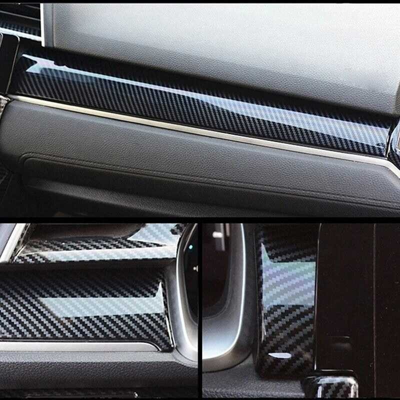 #Taste Life# 3Pcs Carbon Fiber Look Car Dashboard Panel Cover Trim ...