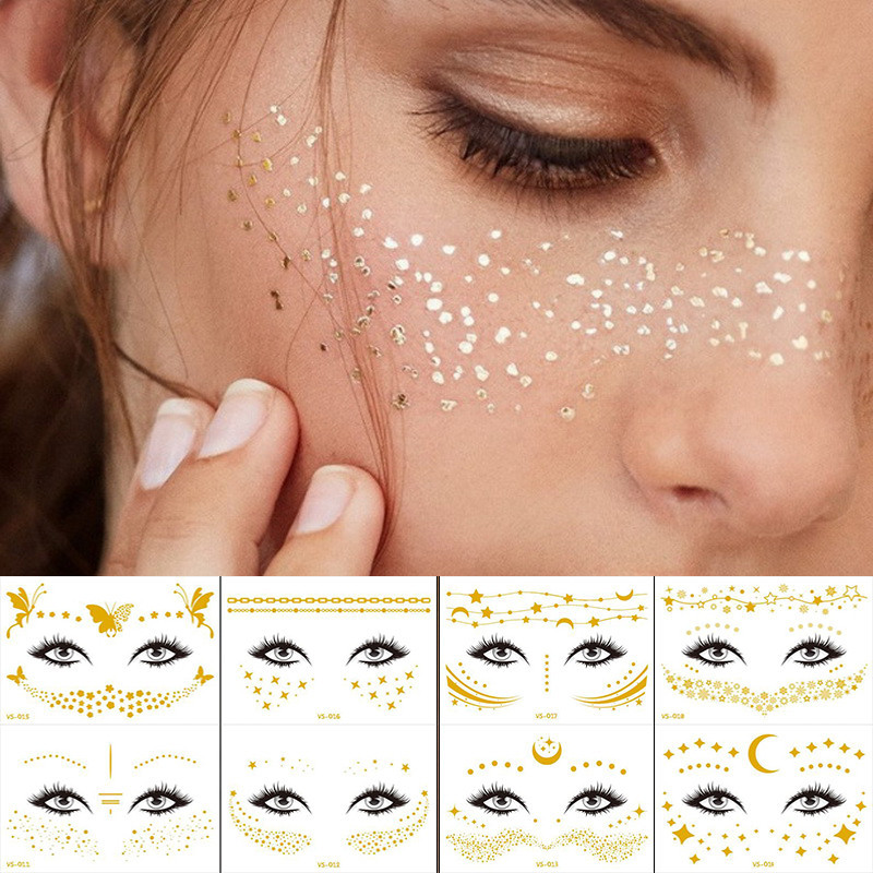 temporary eye tattoo sticker gold glitter stickers face makeup beauty