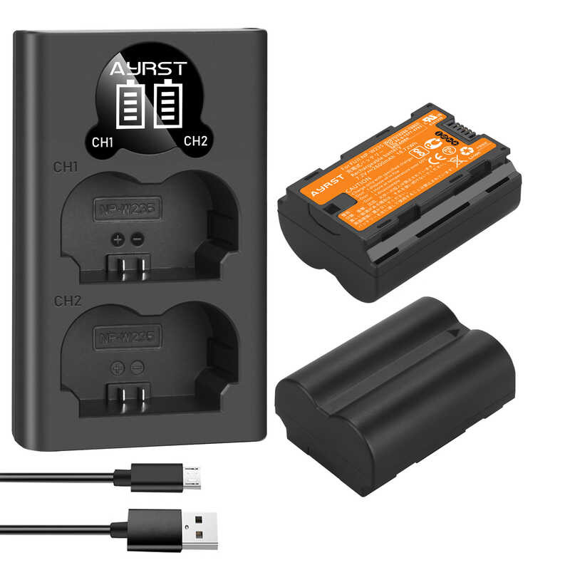 K&F CONCEPT NP-W235 Camera Batterij Oplader Set voor Fuji NP-W235 Batterij met Dual Slot Charger voor Fujifilm X-T5, X-S20, X-T4, GFX 100S, X-H2S, X-H2 voor Fujifilm GFX 50S II, VG-XT4, 2200mAh*2