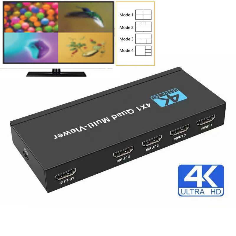 Multi 4X1 Viewer 1 Multi-Viewer Splitter Switcher 1080P 4K Quad ...