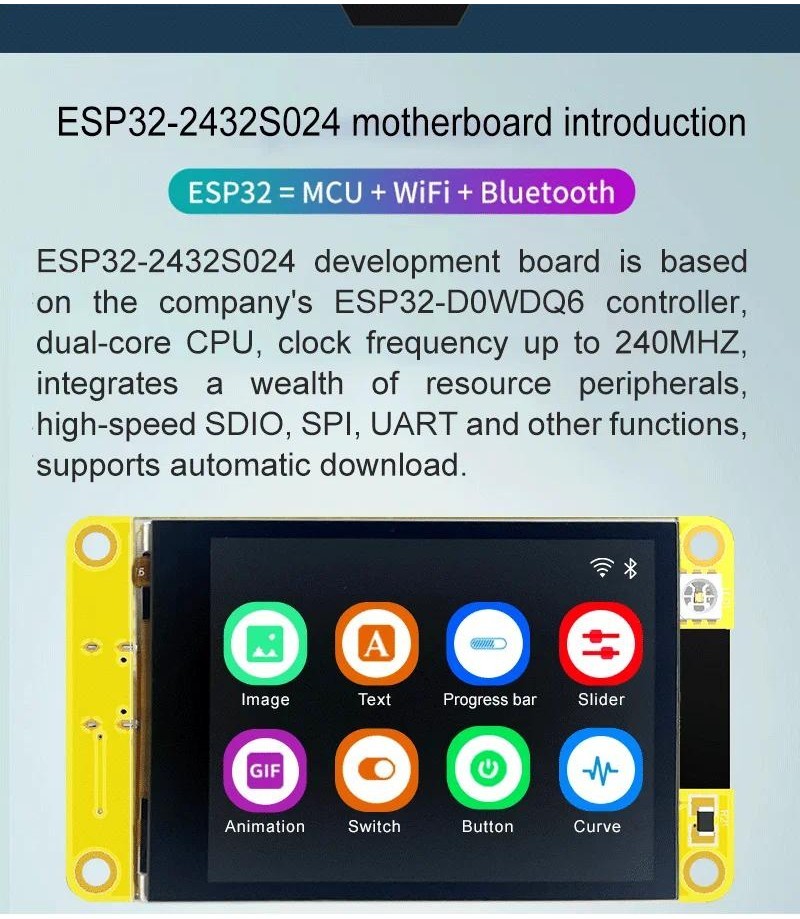ESP32 Arduino LVGL WIFI&Bluetooth Development Board 2.4 " 240*320 Smart ...