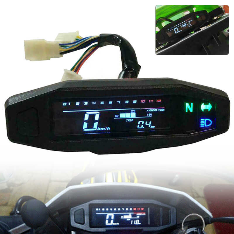 Mini Motorcycle LCD Speedometer Digital Odometer 199KM/H 1200RPM Gauge ...