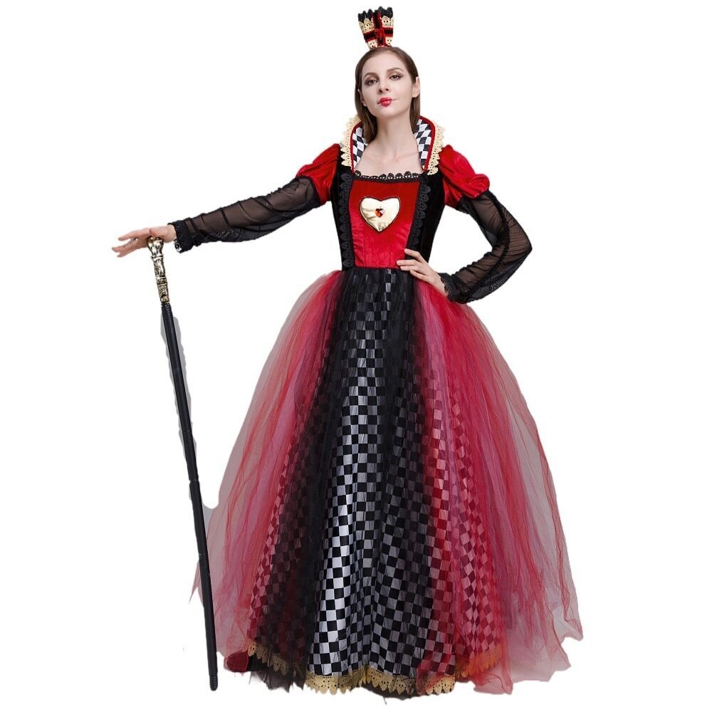Alice In Wonderland Queen Of Hearts Costume For Women Poker Red Heart ...