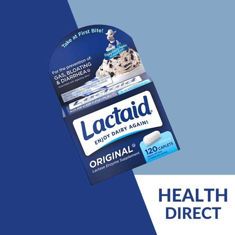 Lactaid Original Strength 120 Caplets Lactose Intolerance Relief